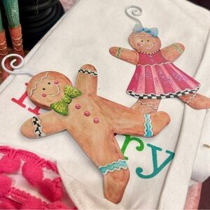 Gingerbread Boy and Girl Metal Ornaments